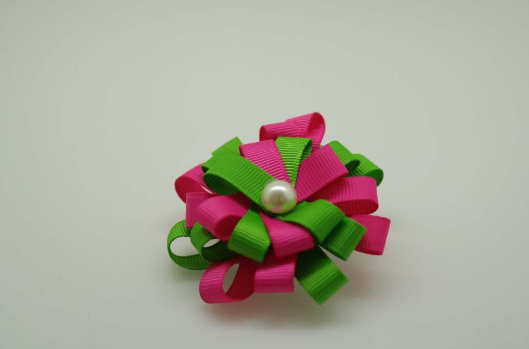 Itty bitty tuxedo hair Bow with colors  Apple Green, Hot Pink